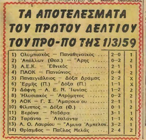 Ποιο ήταν το πρώτο δελτίο ΠΡΟ-ΠΟ στην Ελλάδα;